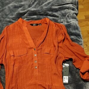 GNW Orange Button-Up Blouse
